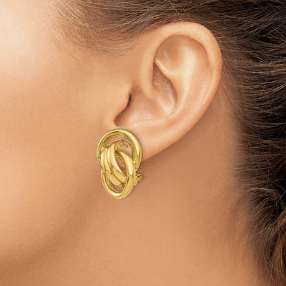 14K Gelbgold Poliert Fantasie Omega Rückseite Ohrstecker