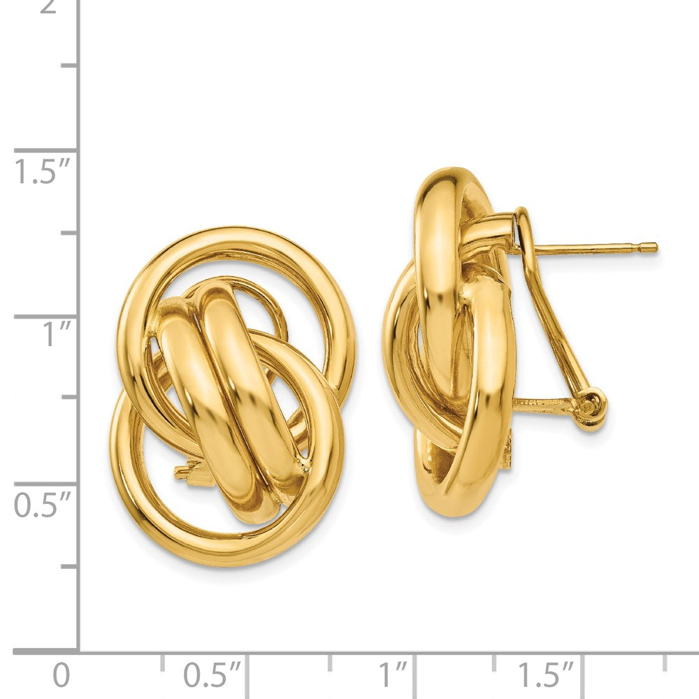 14K Gelbgold Poliert Fantasie Omega Rückseite Ohrstecker