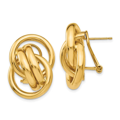 14K Gelbgold Poliert Fantasie Omega Rückseite Ohrstecker
