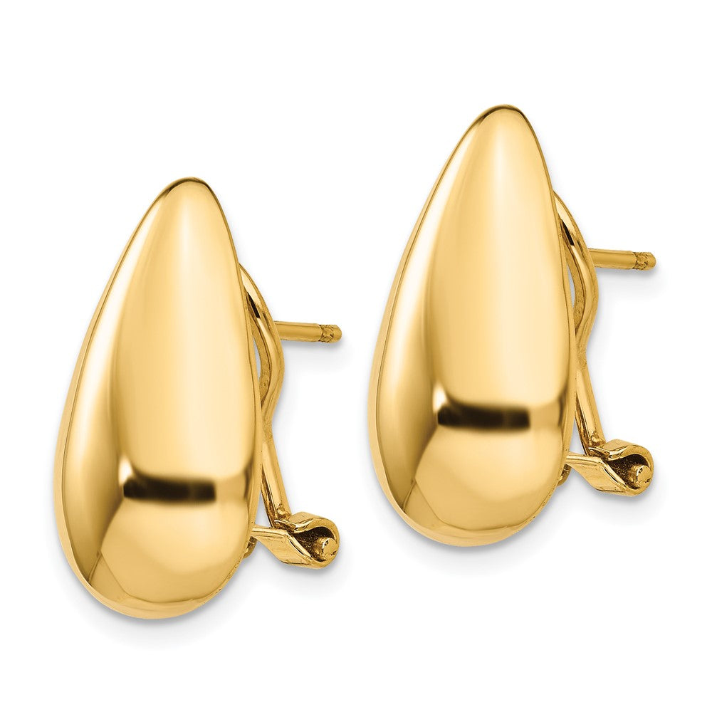 14K Gelbgold Poliert Tropfen Omega Rückseite Ohrstecker