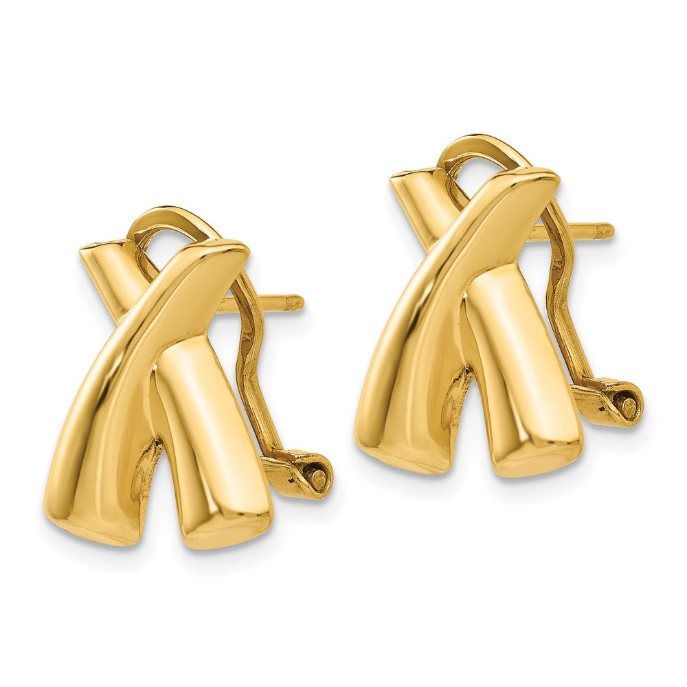 14K Gelbgold Poliert X Omega Rückseite Ohrstecker