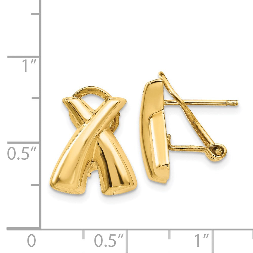 14K Gelbgold Poliert X Omega Rückseite Ohrstecker