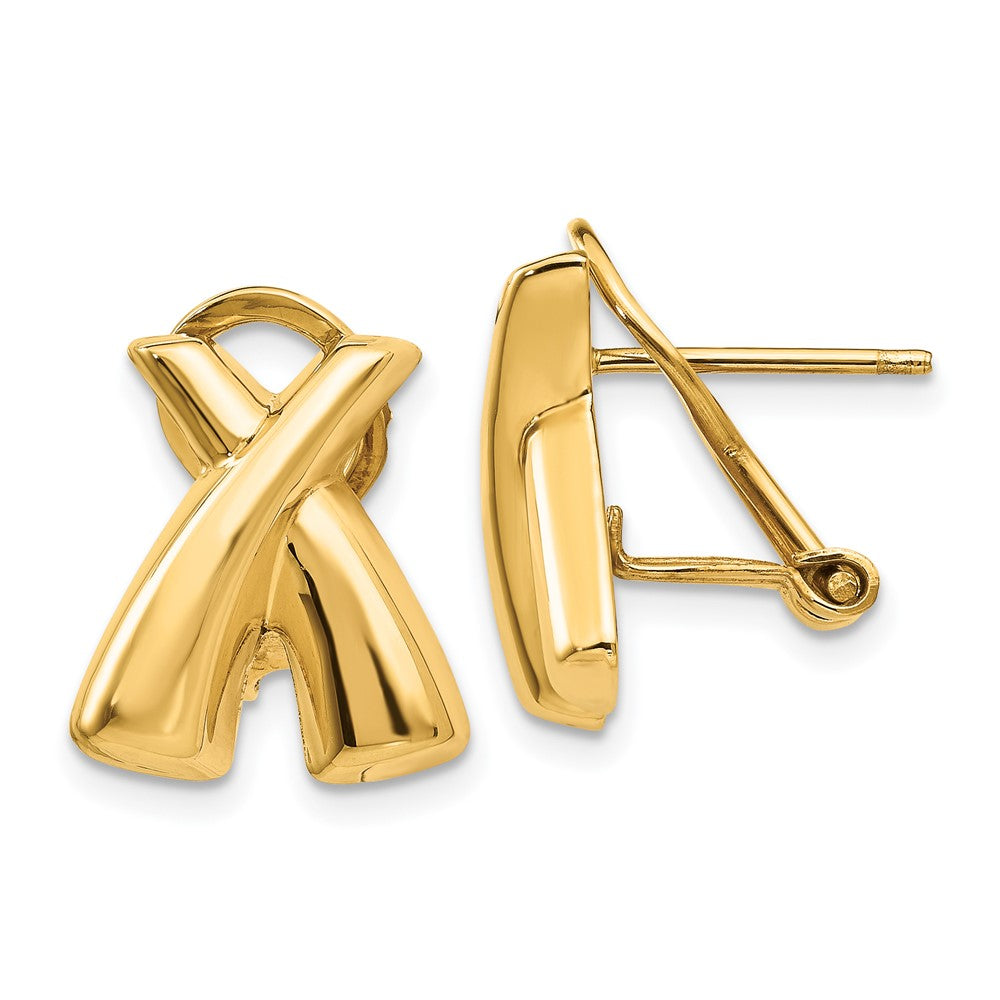 14K Gelbgold Poliert X Omega Rückseite Ohrstecker
