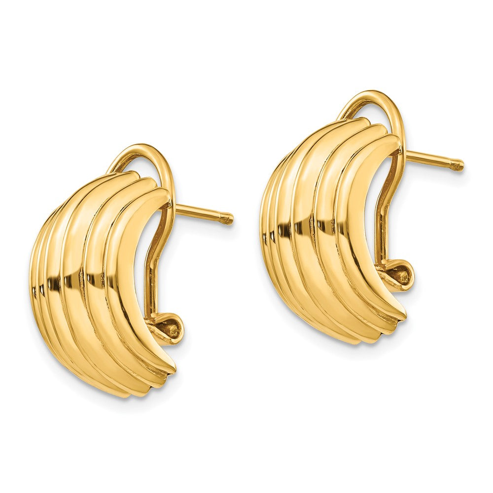 14K Gelbgold Poliert Fantasie Omega Rückseite Ohrstecker