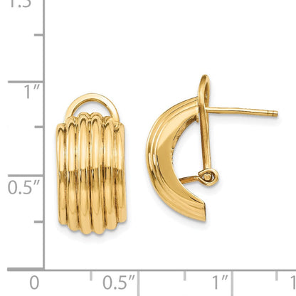 14K Gelbgold Poliert Fantasie Omega Rückseite Ohrstecker