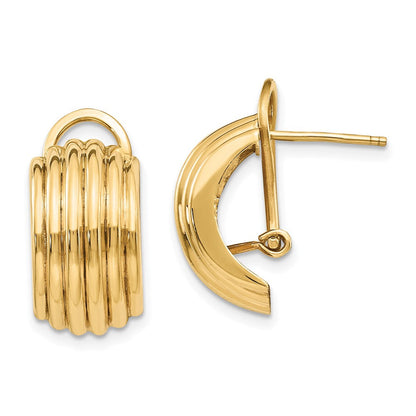 14K Gelbgold Poliert Fantasie Omega Rückseite Ohrstecker