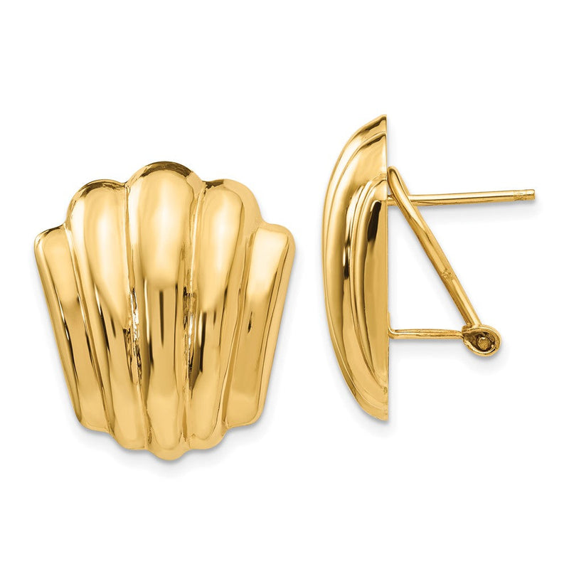 14K Gelbgold Poliert Fantasie Omega Rückseite Ohrstecker