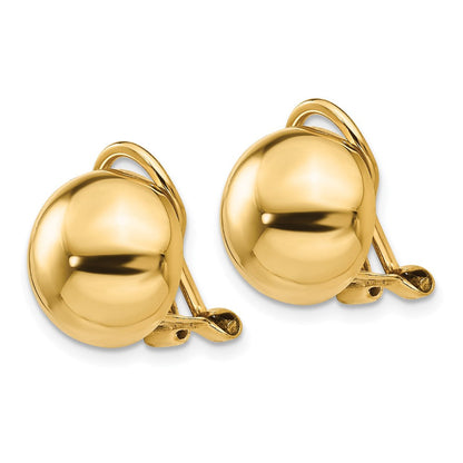 14K Gelbgold Non Durchbrochen Halb Kugel Omega Rückseite Ohrringe