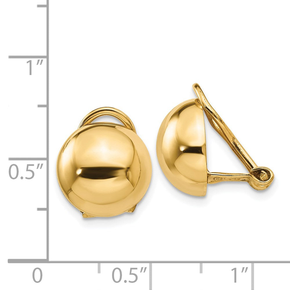 14K Gelbgold Non Durchbrochen Halb Kugel Omega Rückseite Ohrringe