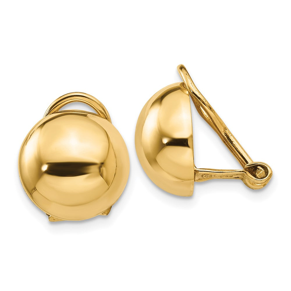 14K Gelbgold Non Durchbrochen Halb Kugel Omega Rückseite Ohrringe