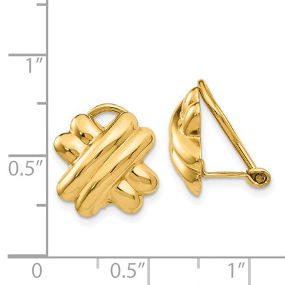 14K Gelbgold Non Durchbrochen X Ohrringe