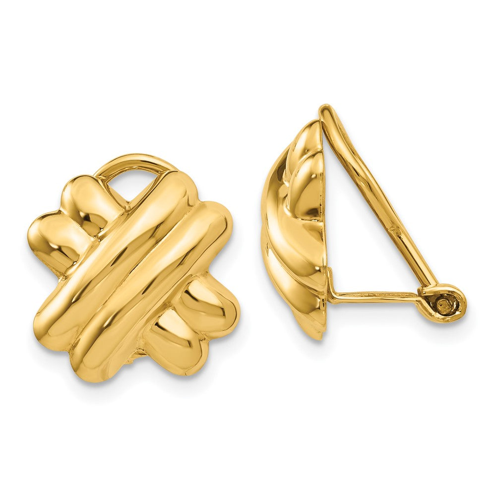 14K Gelbgold Non Durchbrochen X Ohrringe