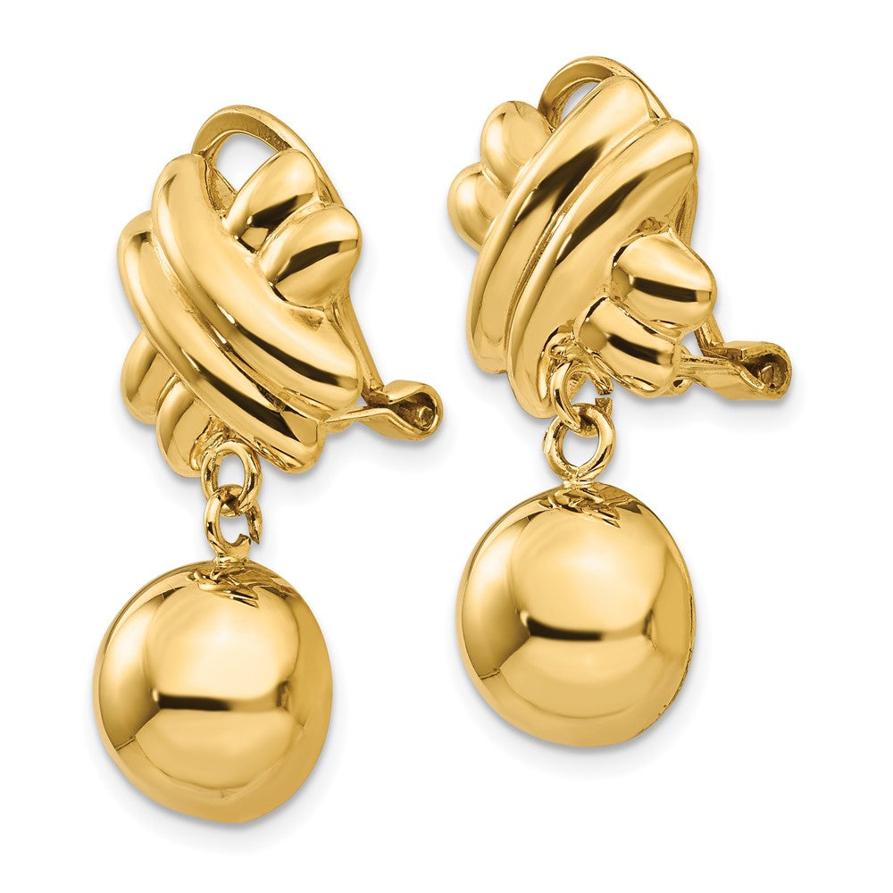 14K Gelbgold Non Durchbrochen Fantasie Kugel Ohrringe