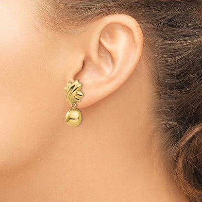 14K Gelbgold Non Durchbrochen Fantasie Kugel Ohrringe