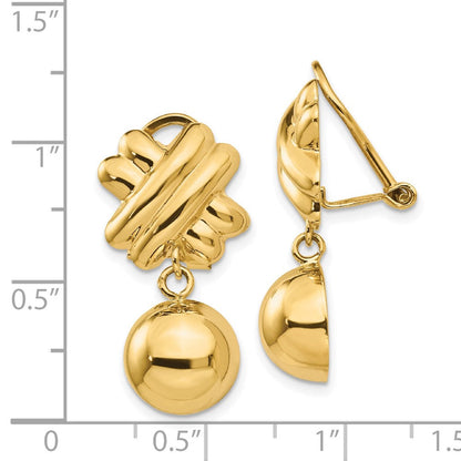 14K Gelbgold Non Durchbrochen Fantasie Kugel Ohrringe