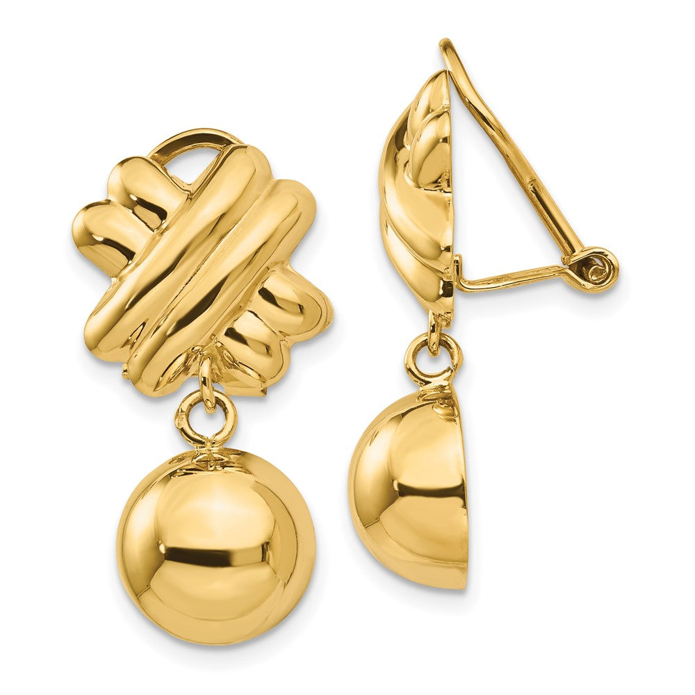 14K Gelbgold Non Durchbrochen Fantasie Kugel Ohrringe