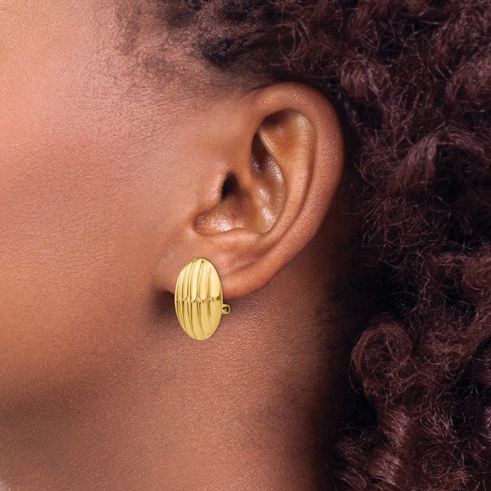 14K Gelbgold Non Durchbrochen Fantasie Ohrringe