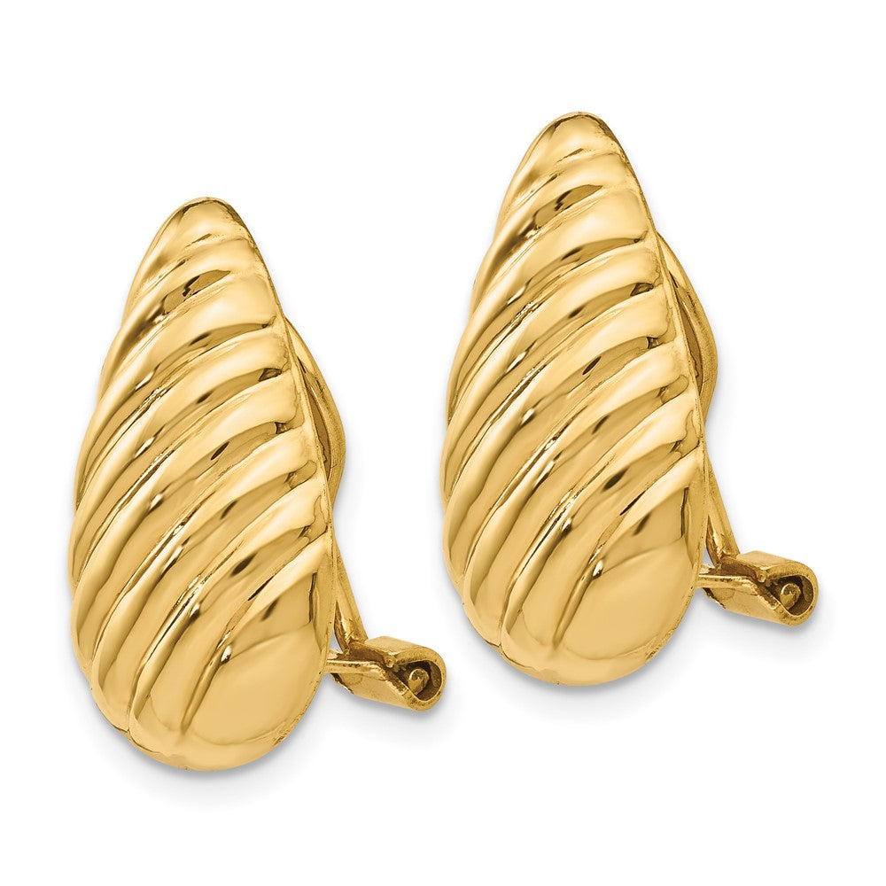 14K Gelbgold Non Durchbrochen Fantasie Ohrringe