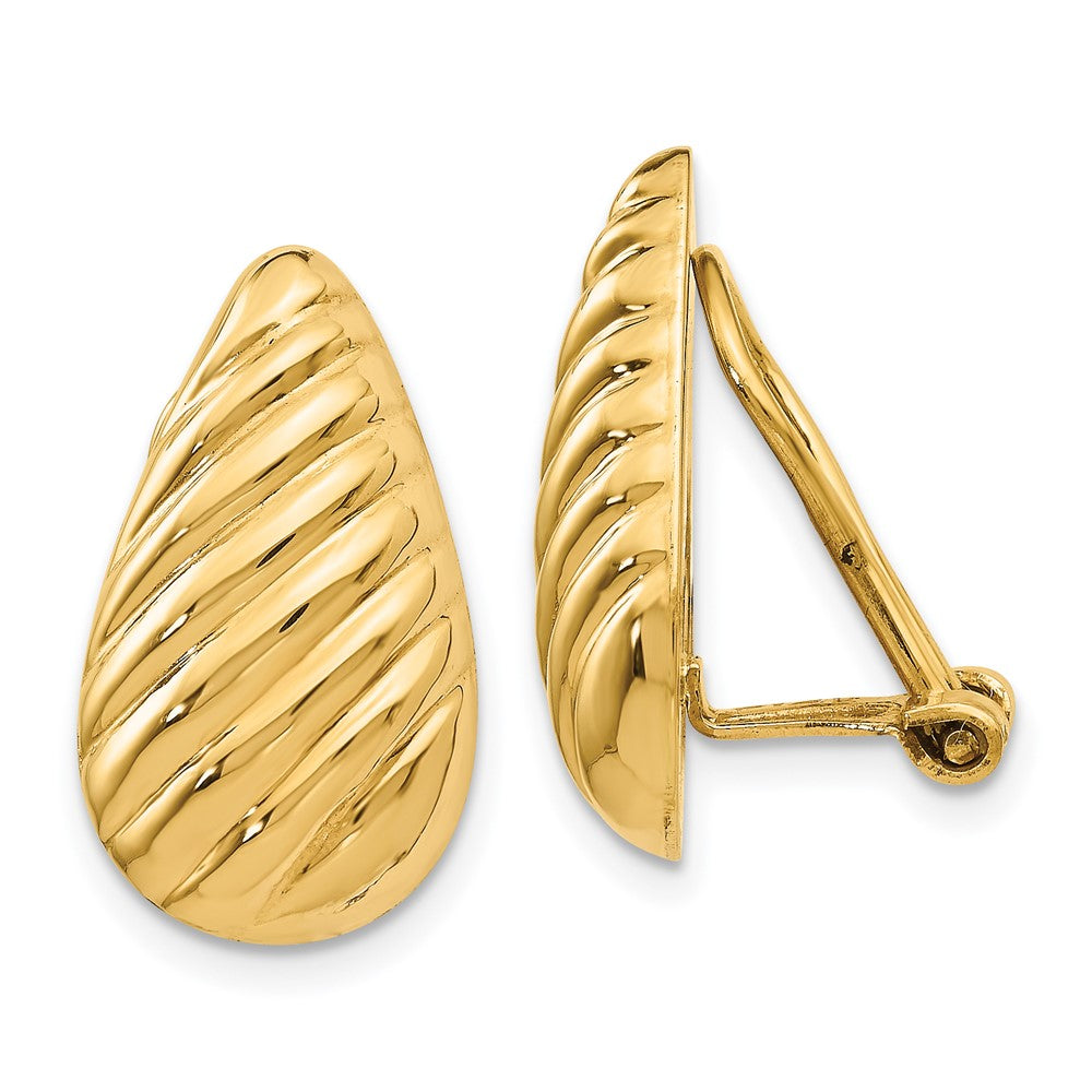 14K Gelbgold Non Durchbrochen Fantasie Ohrringe