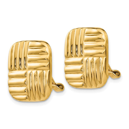 14K Gelbgold Non Durchbrochen Korb Weave Ohrringe