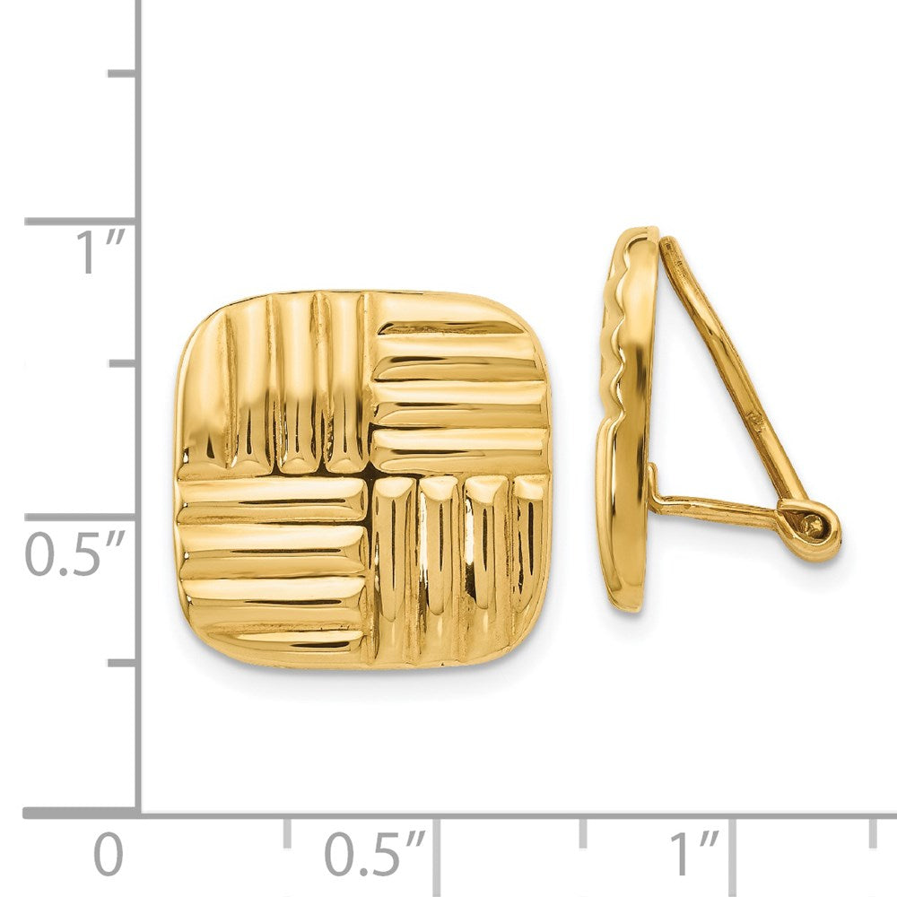14K Gelbgold Non Durchbrochen Korb Weave Ohrringe