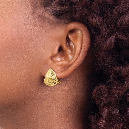 14K Gelbgold Non Durchbrochen Fantasie Ohrringe