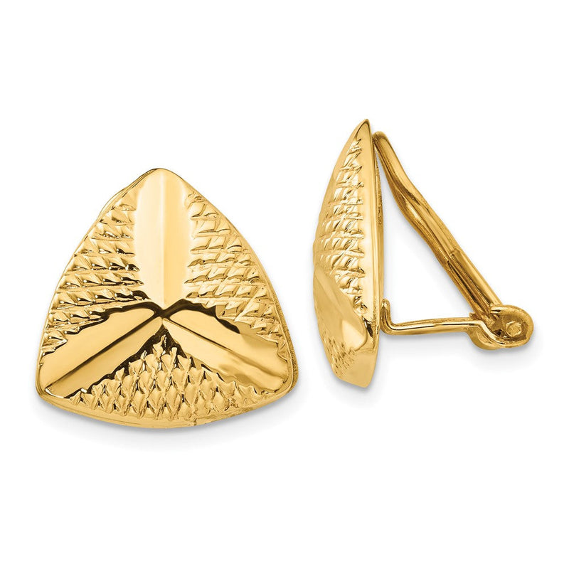14K Gelbgold Non Durchbrochen Fantasie Ohrringe