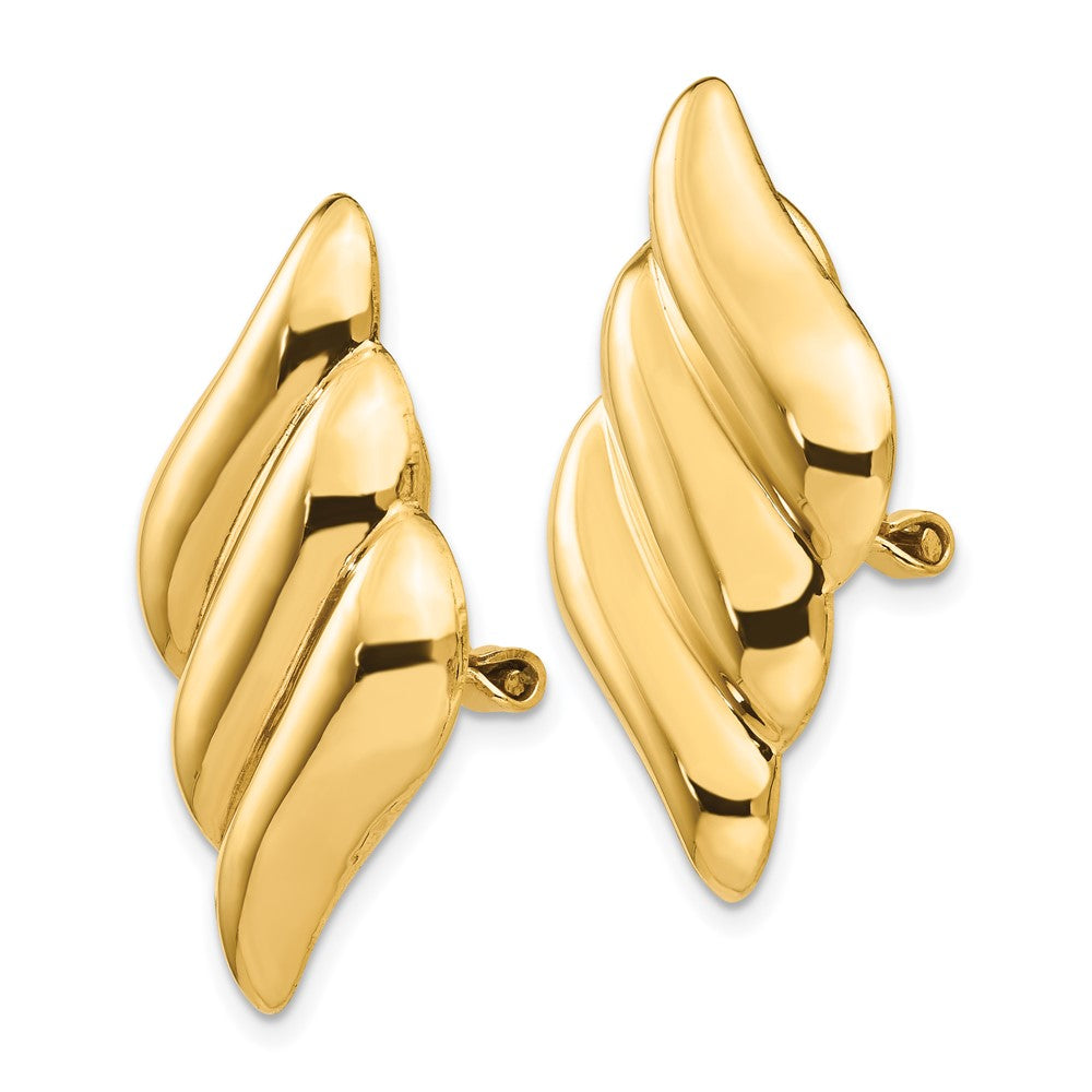 14K Gelbgold Non Durchbrochen Fantasie Ohrringe