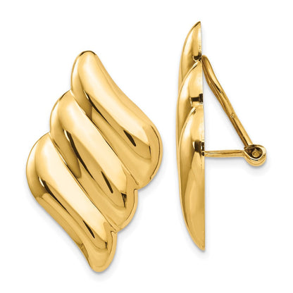 14K Gelbgold Non Durchbrochen Fantasie Ohrringe