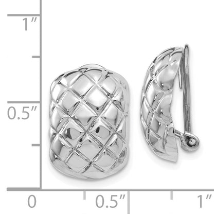 14K Weißgold Poliert Quilted Non Durchbrochen Omega Rückseite Ohrringe