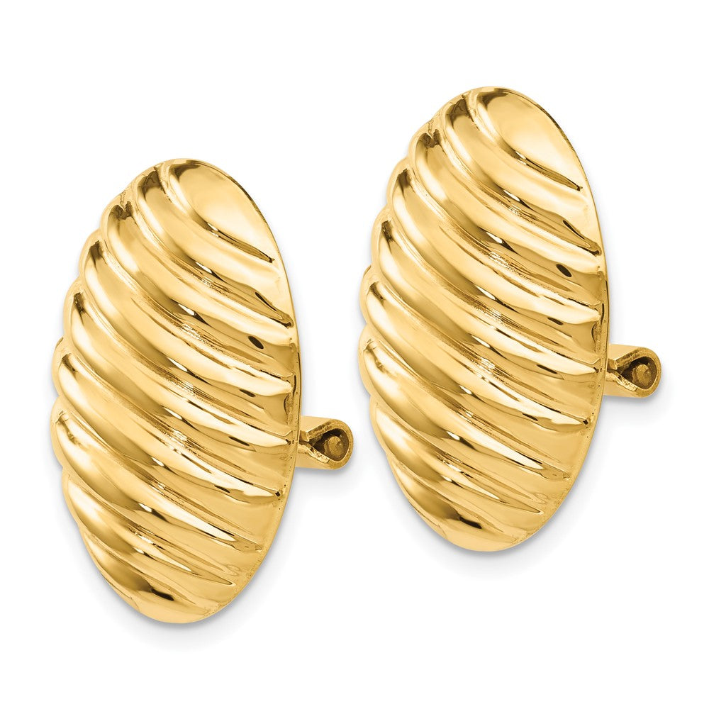 14K Gelbgold Poliert Knopf Non Durchbrochen Omega Rückseite Ohrringe