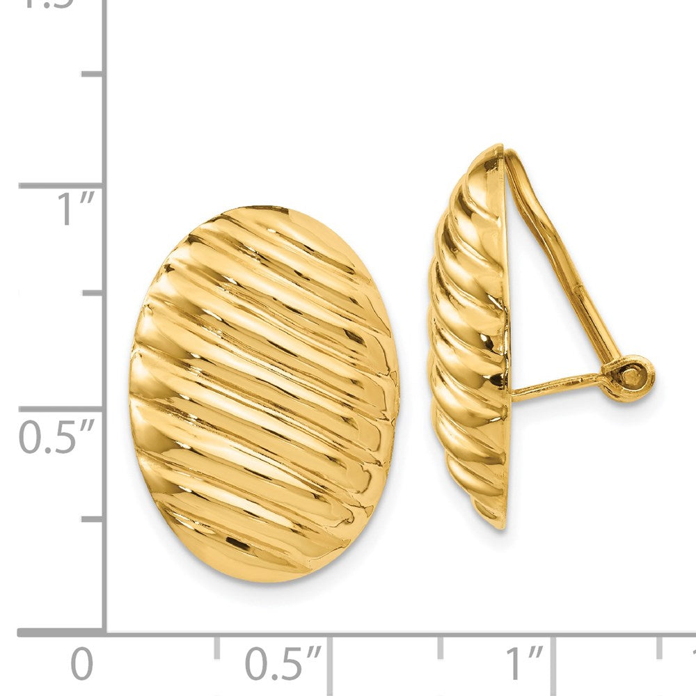 14K Gelbgold Poliert Knopf Non Durchbrochen Omega Rückseite Ohrringe