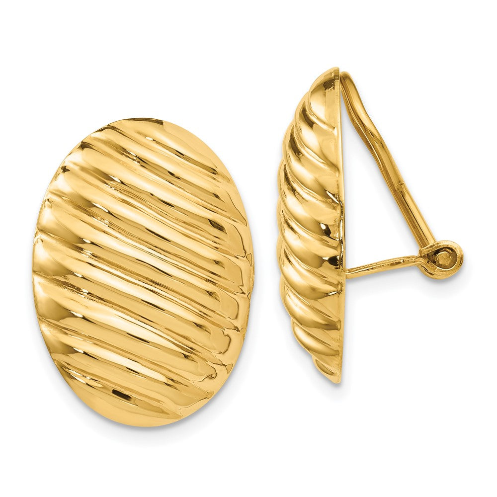 14K Gelbgold Poliert Knopf Non Durchbrochen Omega Rückseite Ohrringe
