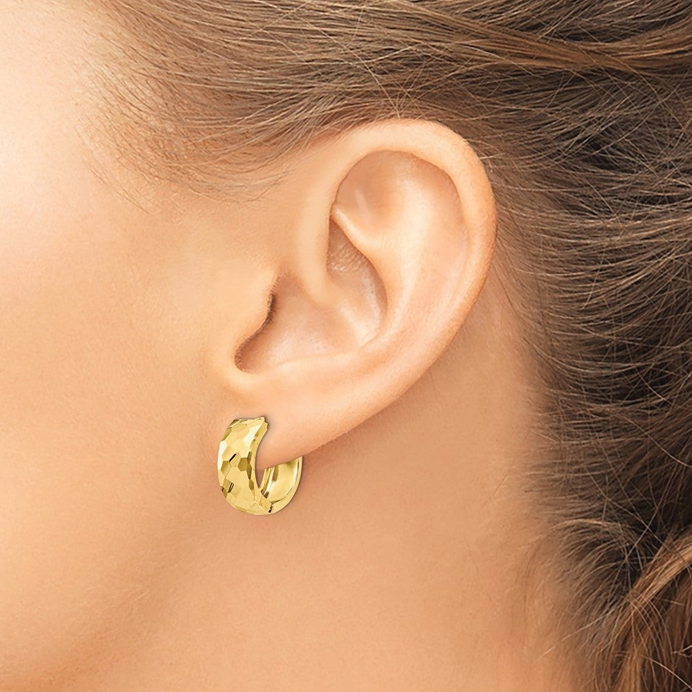 14K Gelbgold Facettiert & Poliert Klappbar 6mm Creolen