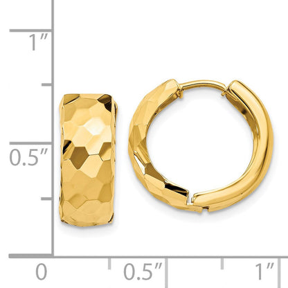 14K Gelbgold Facettiert & Poliert Klappbar 6mm Creolen