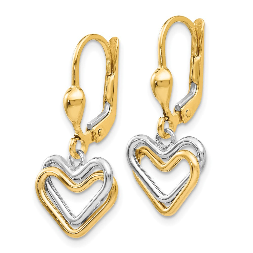 14K Bicolor Herz Brisur Ohrhänger