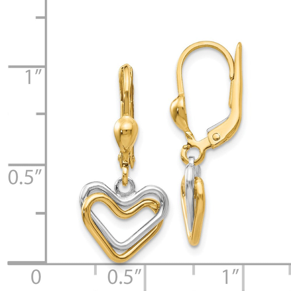 14K Bicolor Herz Brisur Ohrhänger