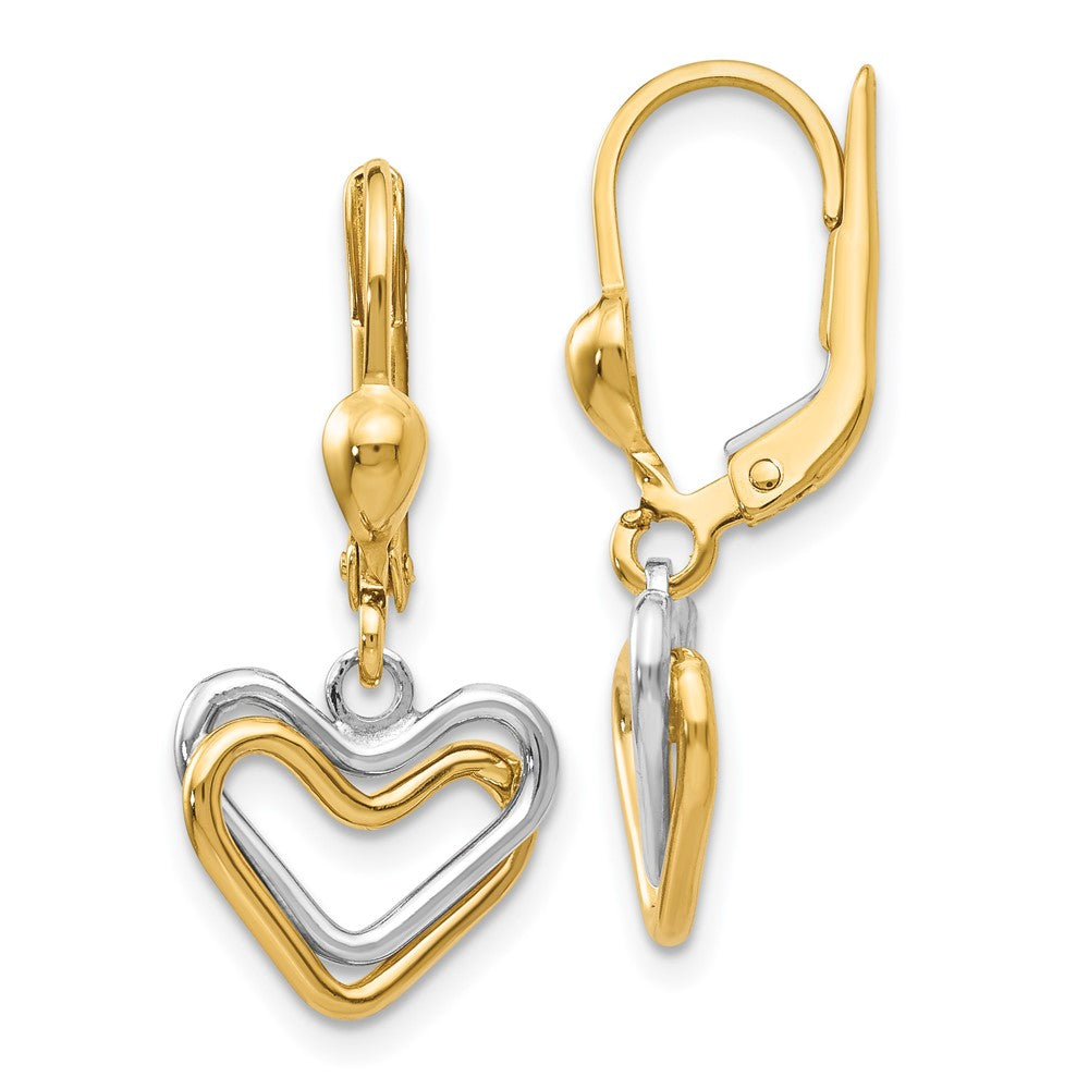 14K Bicolor Herz Brisur Ohrhänger