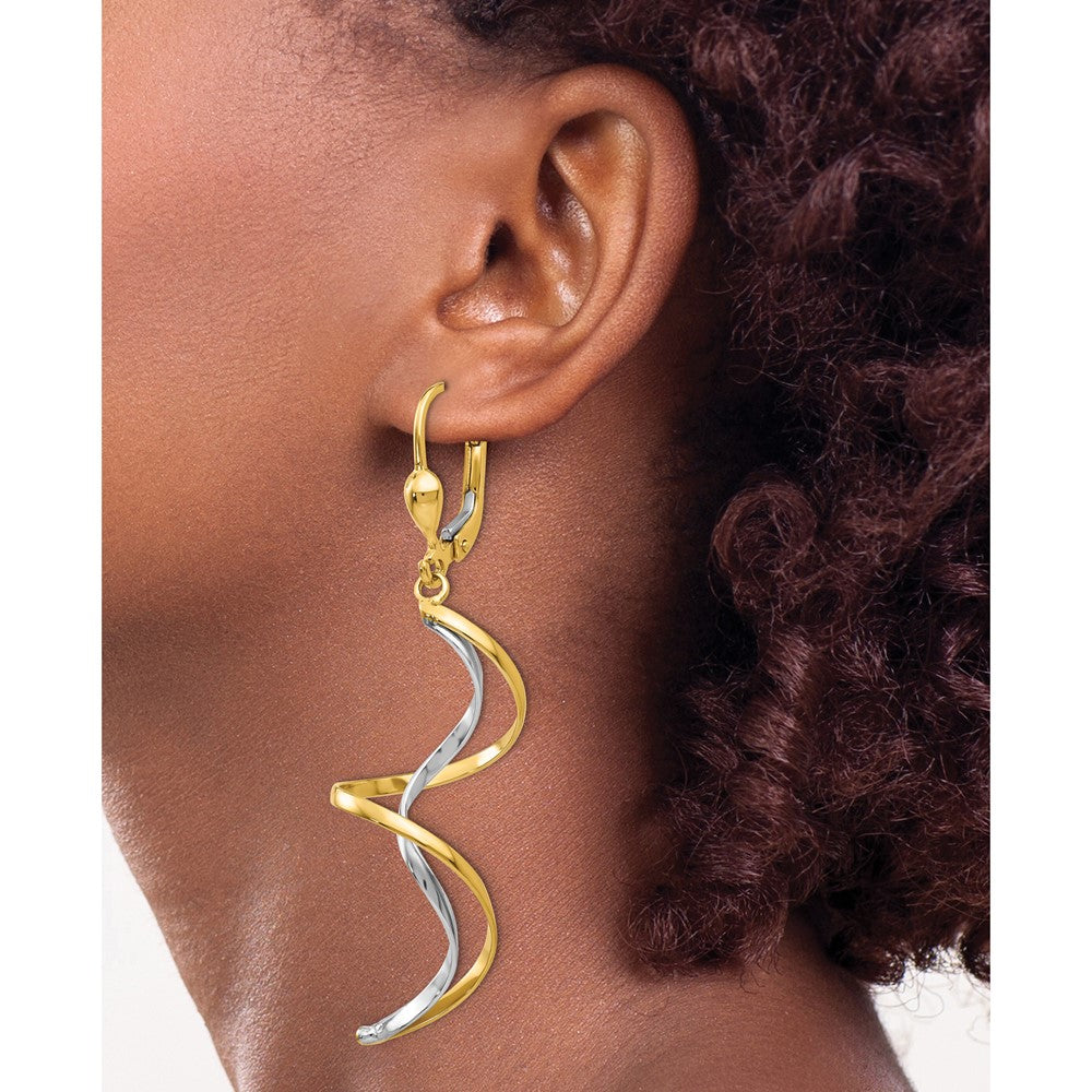 14K Bicolor Spirale Ohrhänger