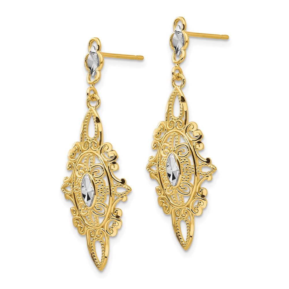 14K Gelb & Rhodium Diamantiert Filigran E