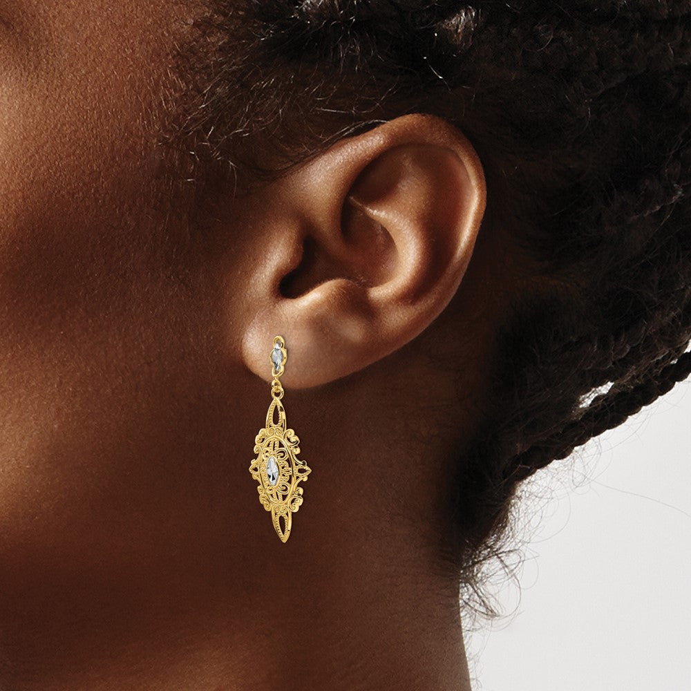 14K Gelb & Rhodium Diamantiert Filigran E