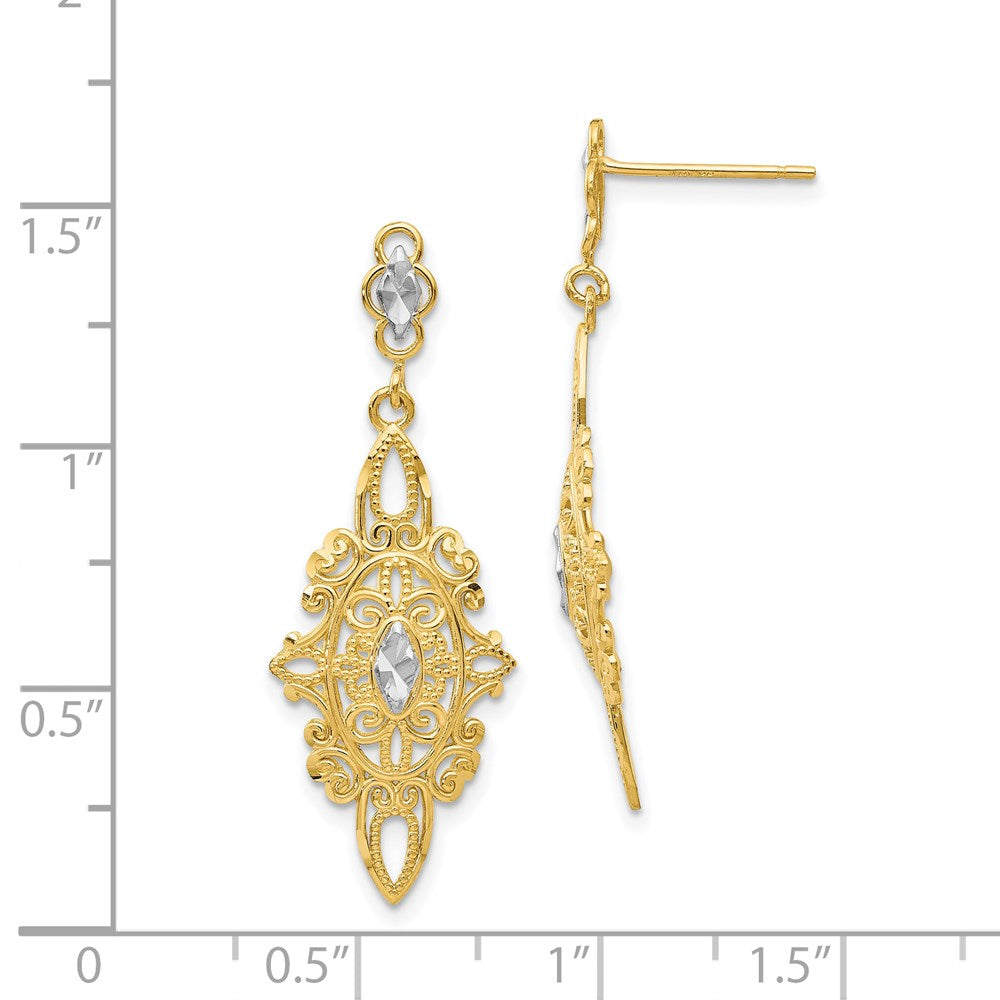 14K Gelb & Rhodium Diamantiert Filigran E