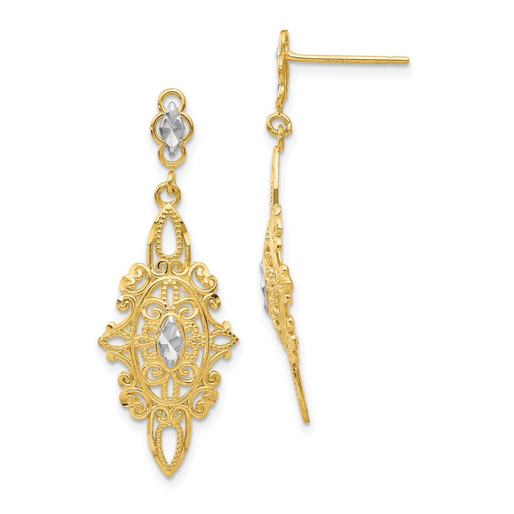 14K Gelb & Rhodium Diamantiert Filigran E