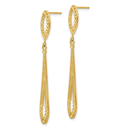 14K Gelbgold Diamantiert Hängend Ohrstecker