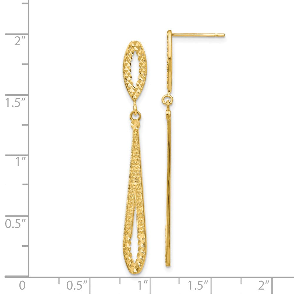 14K Gelbgold Diamantiert Hängend Ohrstecker