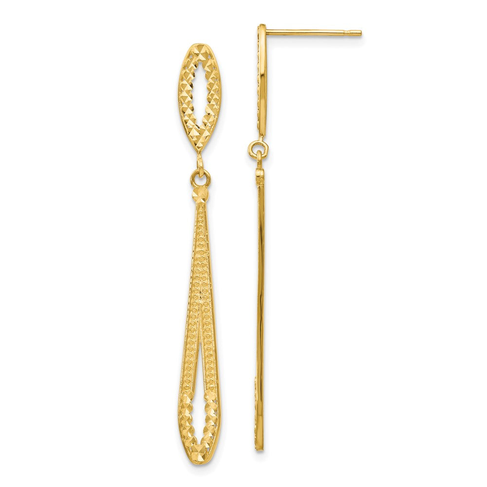 14K Gelbgold Diamantiert Hängend Ohrstecker