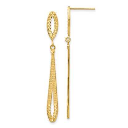 14K Gelbgold Diamantiert Hängend Ohrstecker