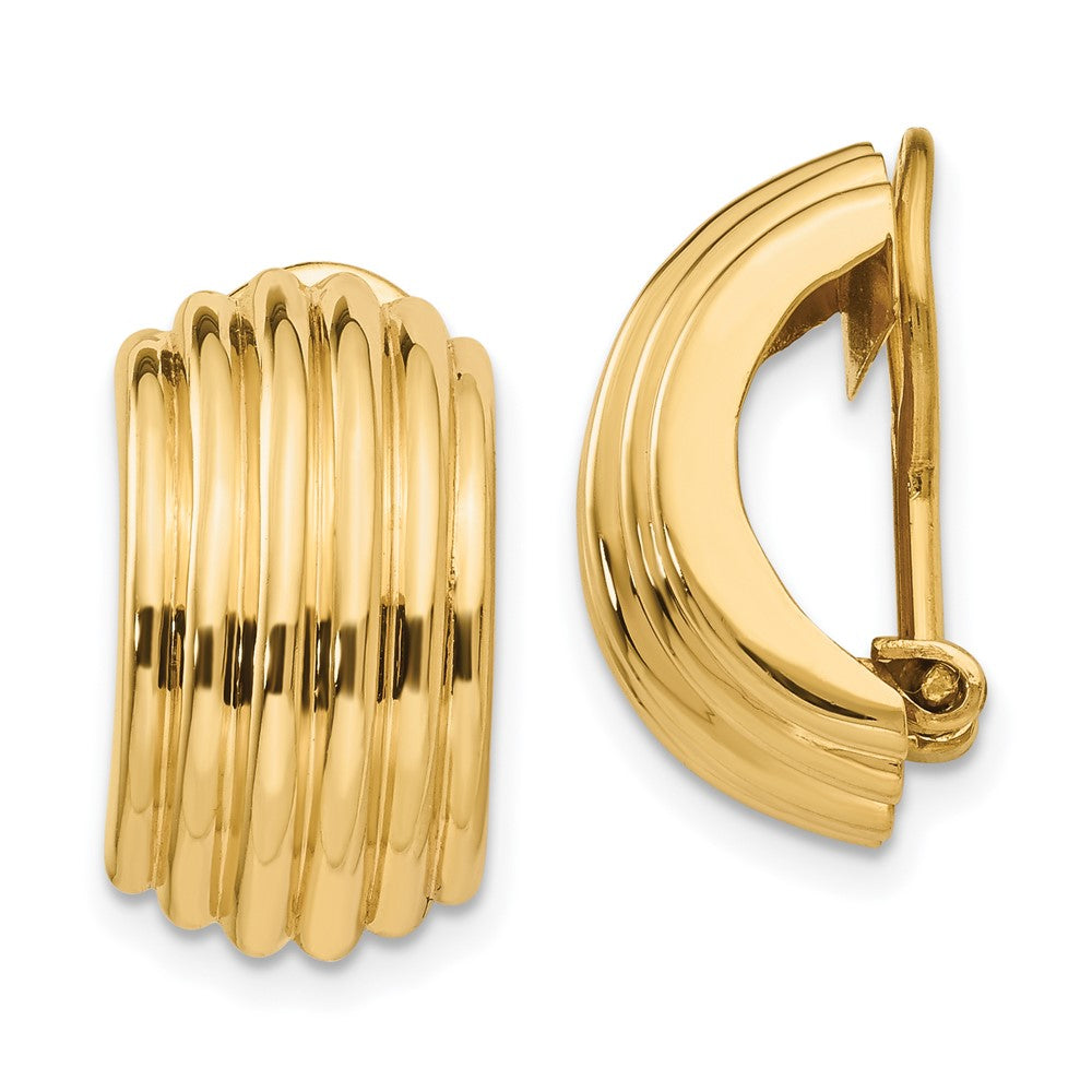 14K Gelbgold Omega Klammer Non Durchbrochen Ohrringe
