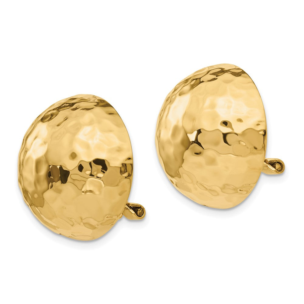 14K Gelbgold Omega Klammer 20mm Gehämmert Non Durchbrochen Ohrringe