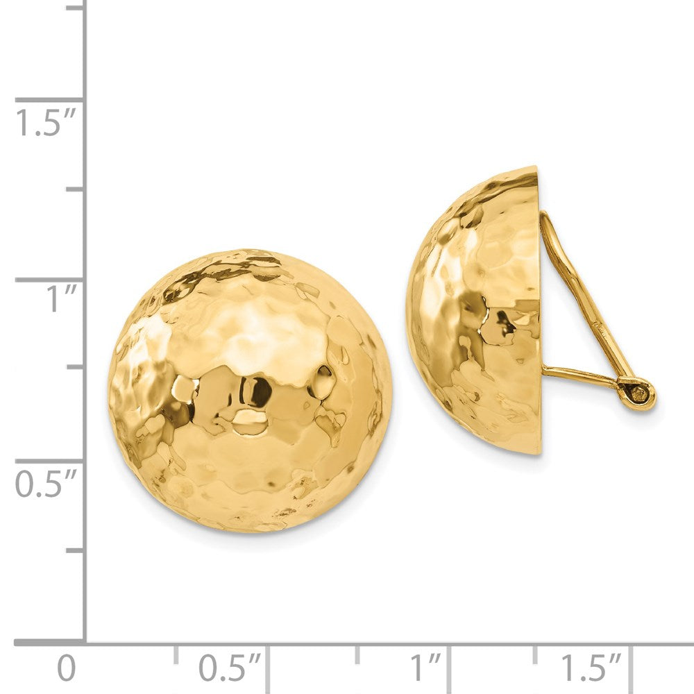 14K Gelbgold Omega Klammer 20mm Gehämmert Non Durchbrochen Ohrringe
